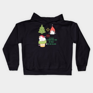 Cat playing by the Christmas tree is fun for the owner Kids Hoodie